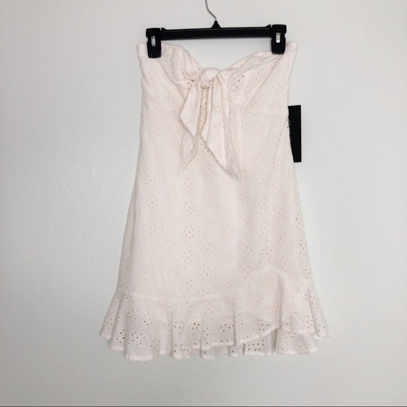 Olivaceous Eyelet Lace Mini Dress Sleeveless Ruffle - Picture 6 of 15